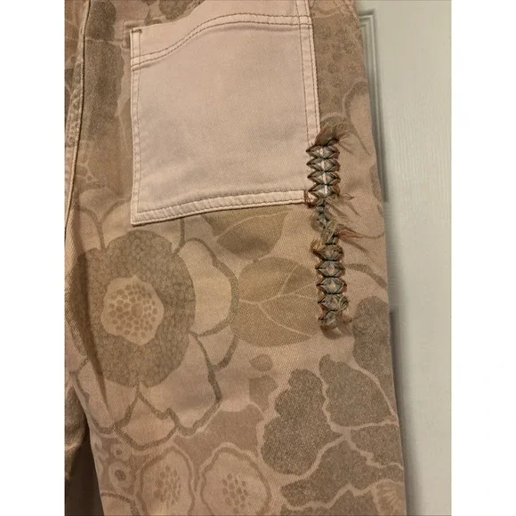 Anthropologie Pilcro The Camp Wanderer Jeans Pink Tan Patchwork Boho Festival 30 - Picture 8 of 9